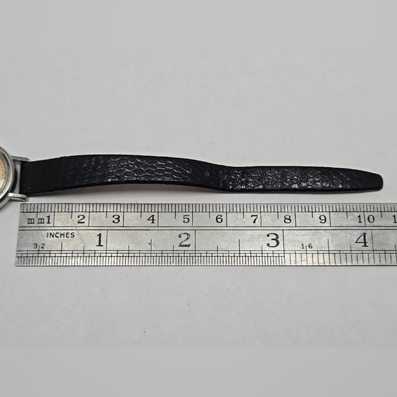 Vintage Womens Wyler Incaflex Swiss Watch Manual Wind Silver Black Leather Runs - Picture 7 of 11